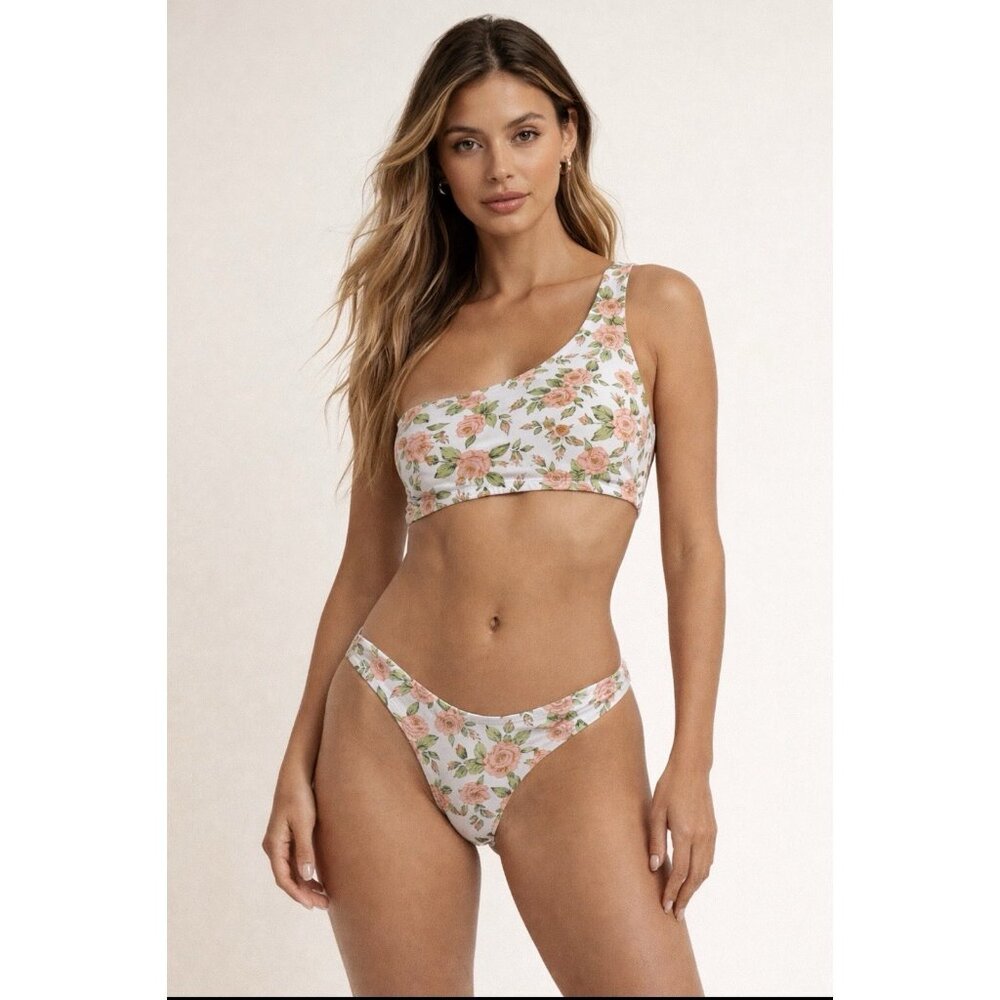 Acacia Swim Rosie Bikini TOP SMALL 2 PC Pink Floral Animal Print Bottom XS $232